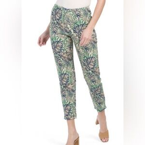 J. McLaughlin Margot Botanical Jacquard Blue/Green Pants women’s size 2